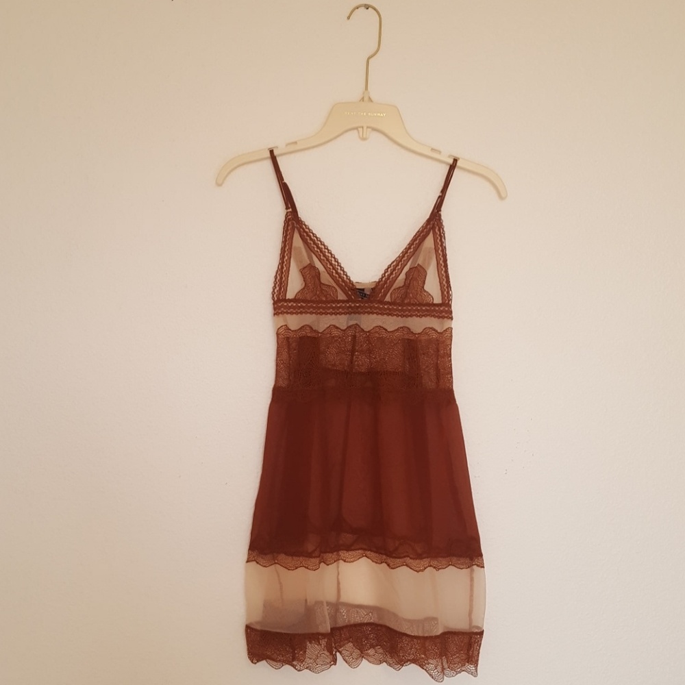 Victoria's Secret Mesh and Lace Slip in Teak